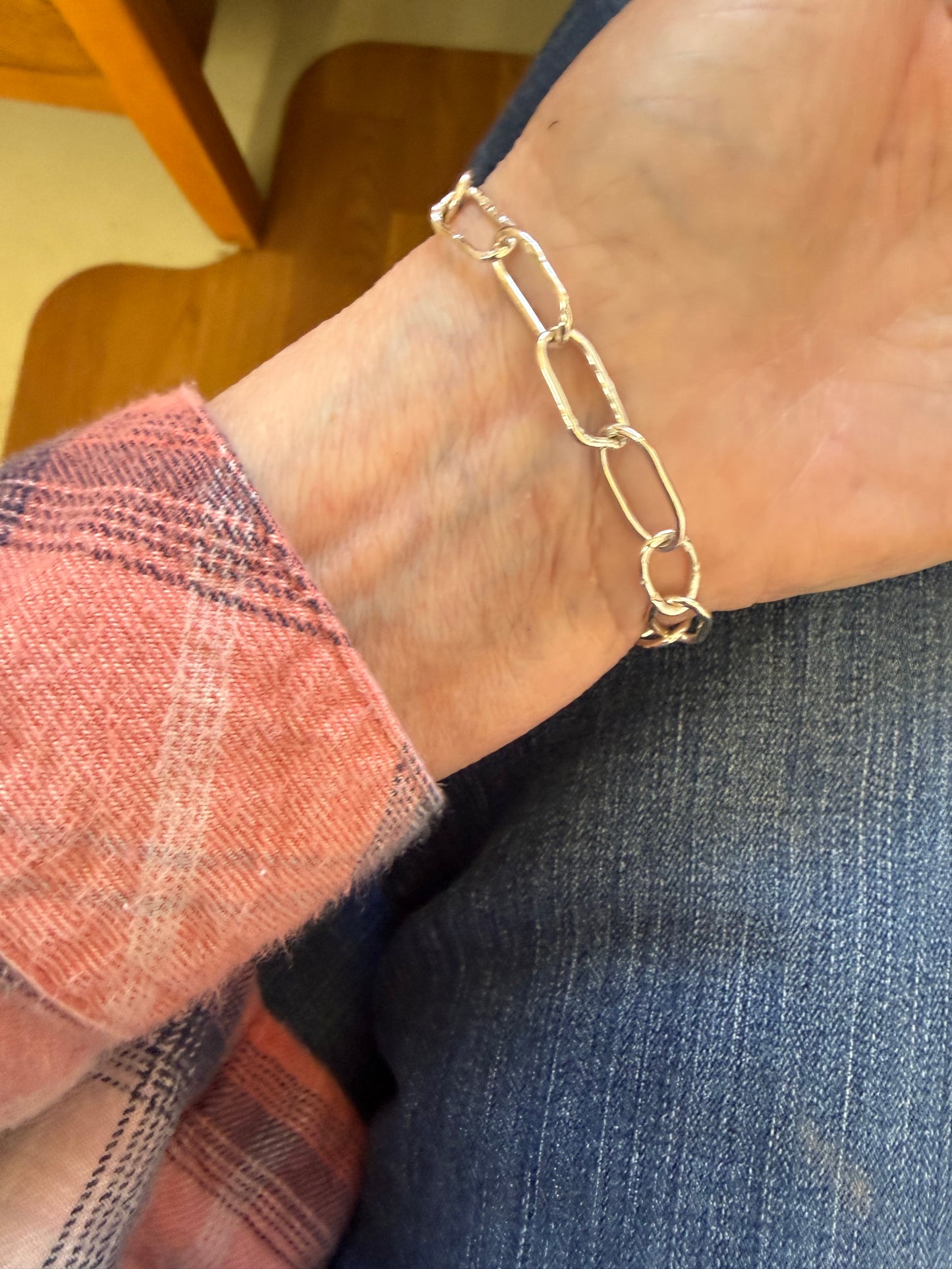 Handmade Sterling Silver Paperclip Style Bracelet