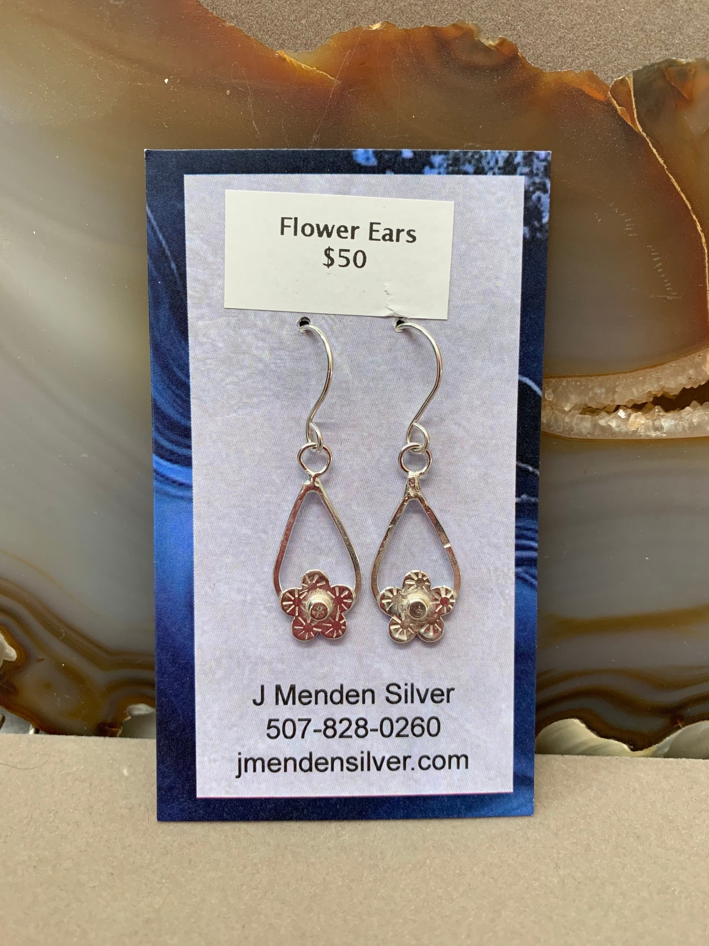 Sterling Silver Hand Made Flower Earrings