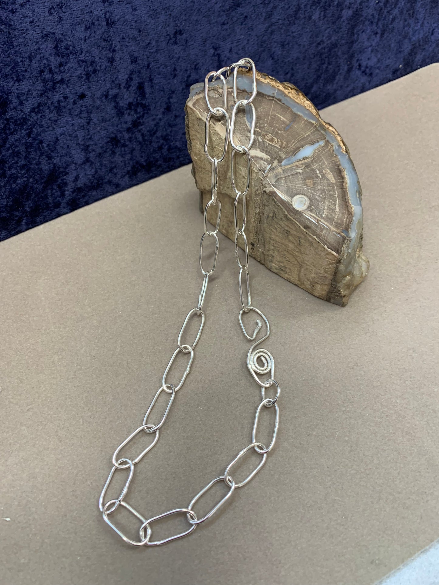 Hand Made Sterling Silver Paper Clip Chain Necklace