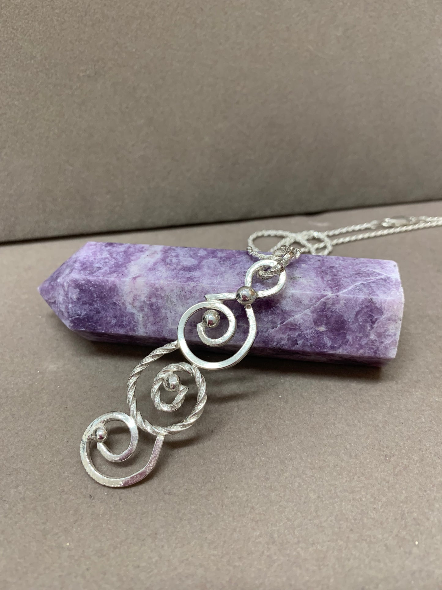 Hand Made Sterling Silver Freeformed Pendant Necklace