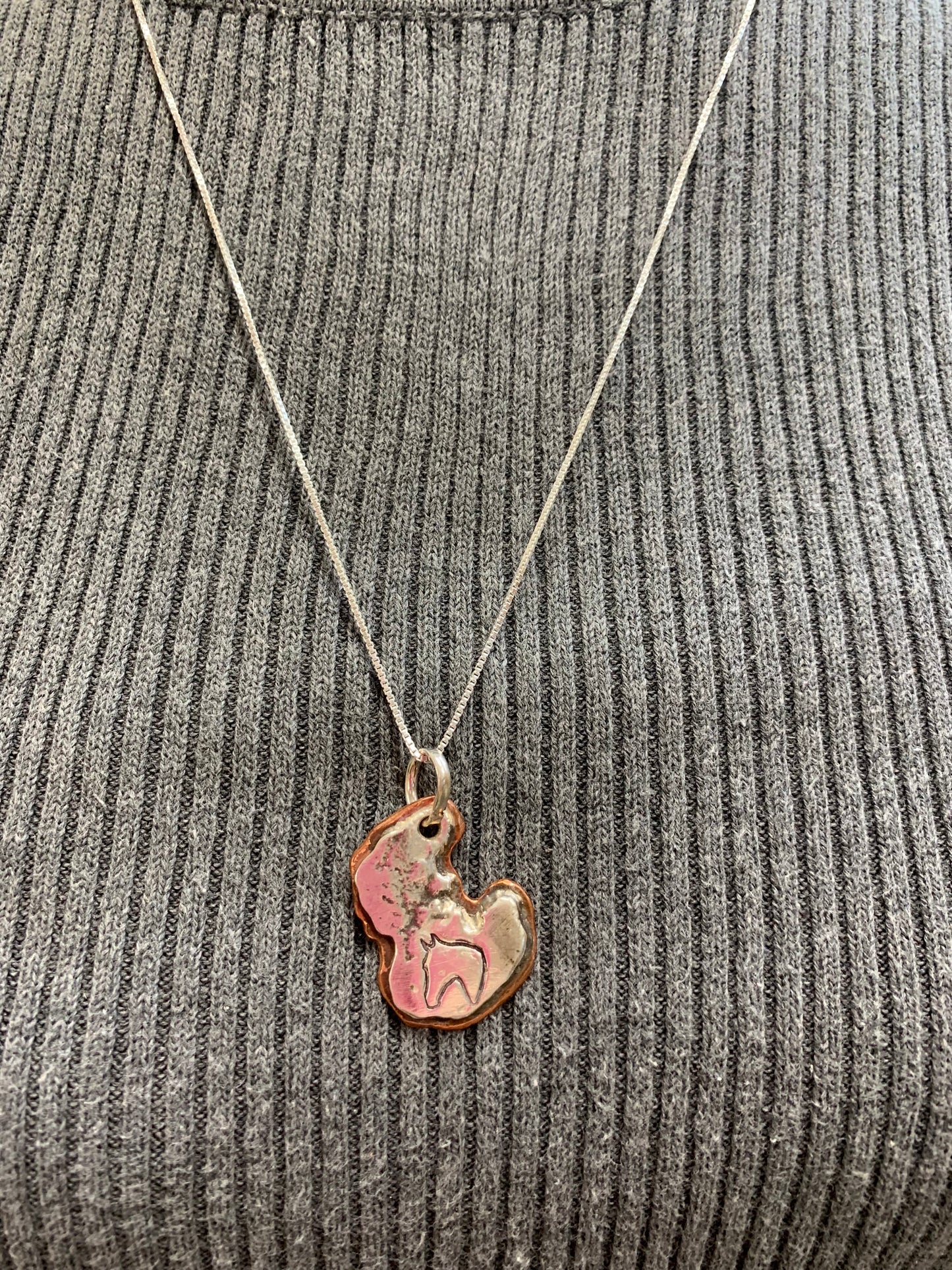 Hand Made Sterling Silver and Copper Horse Head Pendant