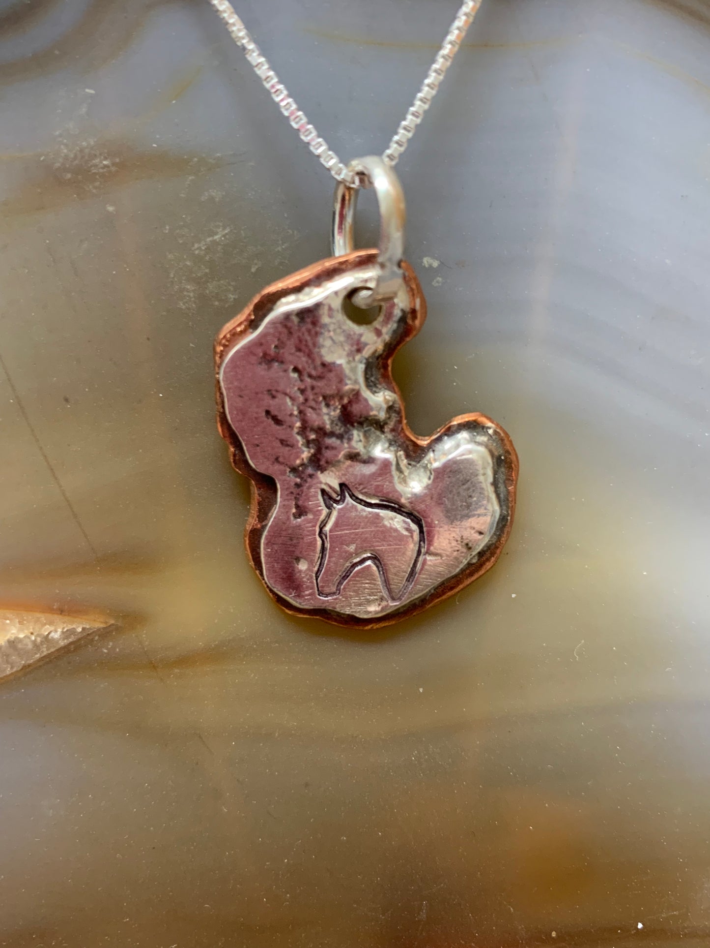 Hand Made Sterling Silver and Copper Horse Head Pendant