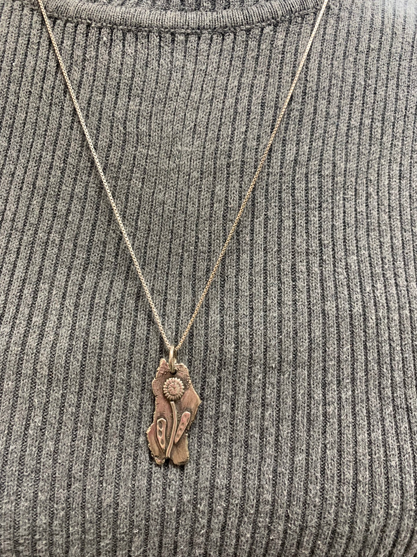 Hand Made Sterling Silver Flower Pendant Necklace