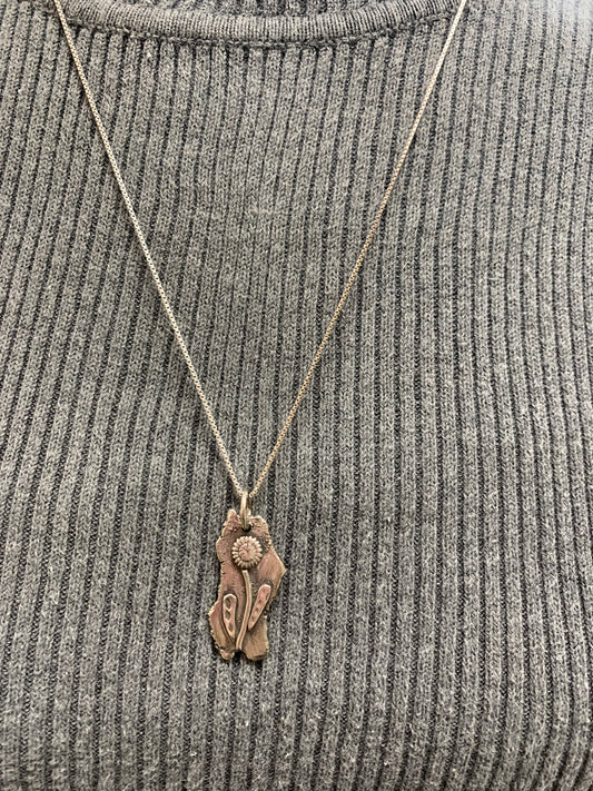 Hand Made Sterling Silver Flower Pendant Necklace