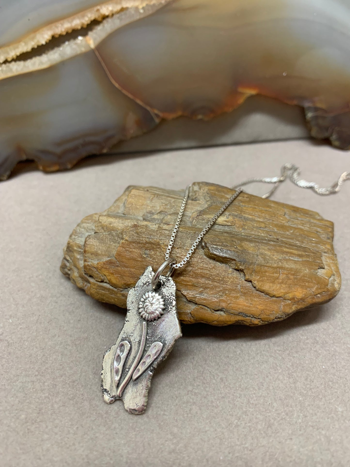 Hand Made Sterling Silver Flower Pendant Necklace