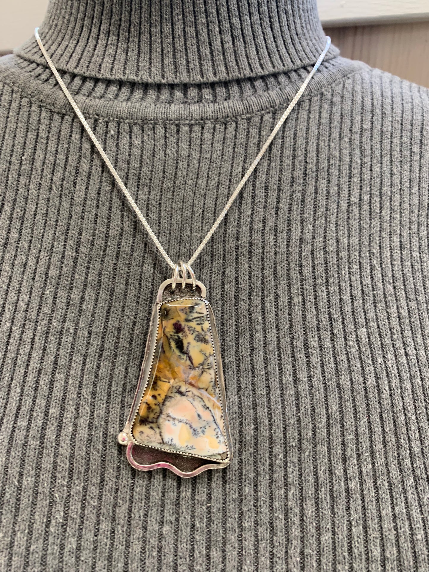 Hand Made Sterling Silver Amethyst Sage Pendant Necklace