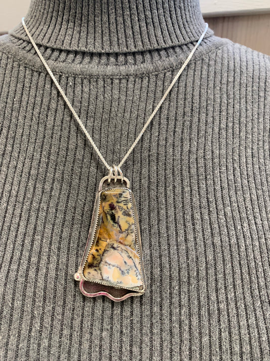 Hand Made Sterling Silver Amethyst Sage Pendant Necklace