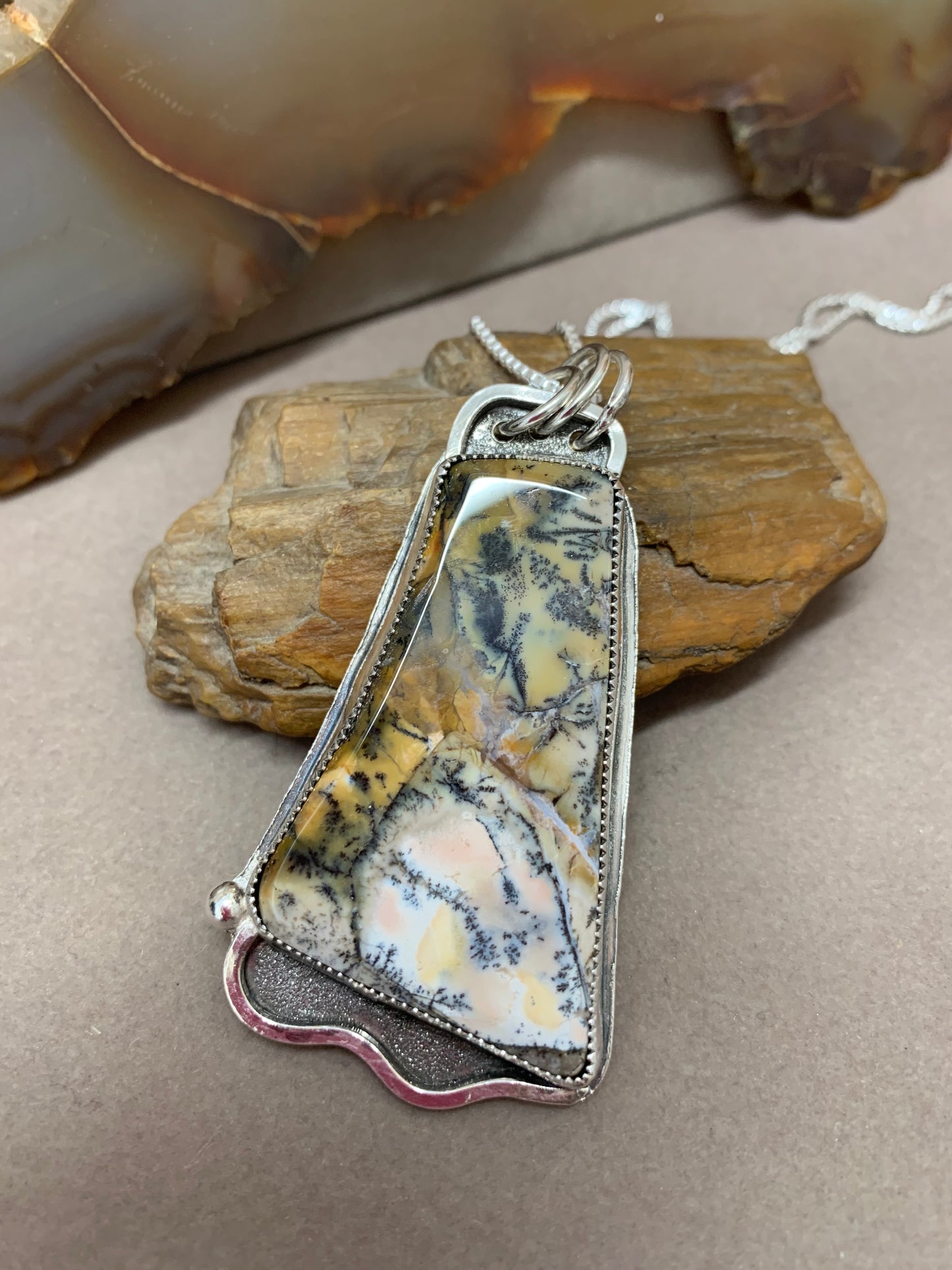 Hand Made Sterling Silver Amethyst Sage Pendant Necklace