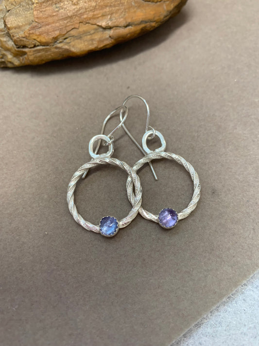 Hand Made Sterling Silver with Tanzanite Earrings