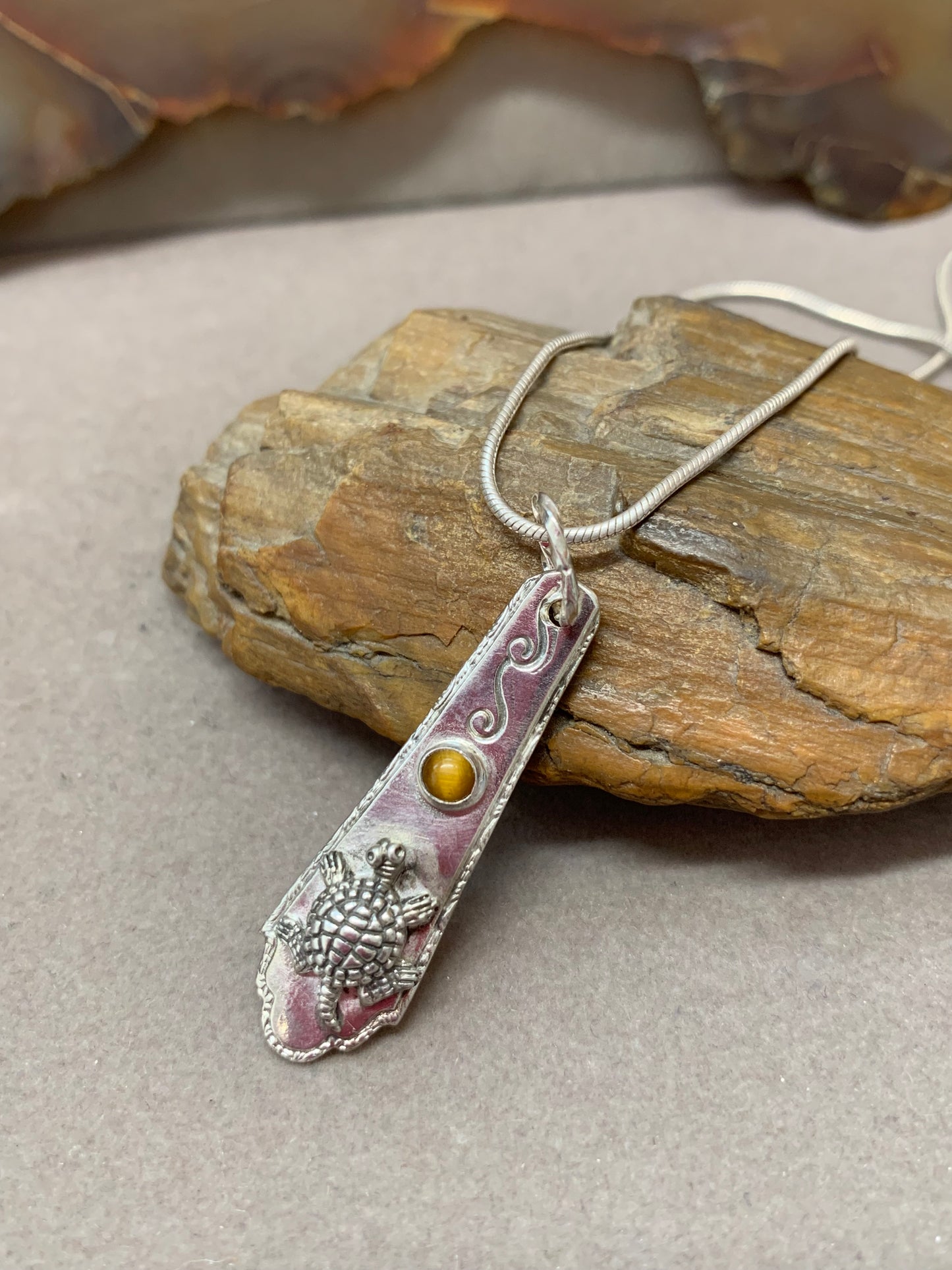 Hand Made Sterling Silver Turtle Pendant Necklace