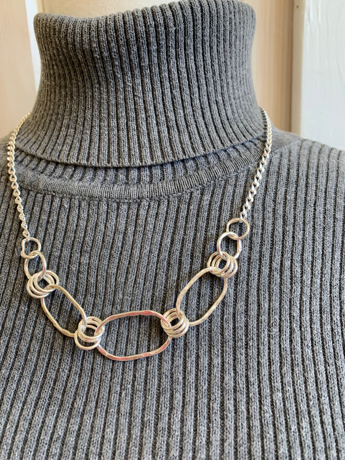 Hand Made Sterling Silver Large Link Chain Necklace