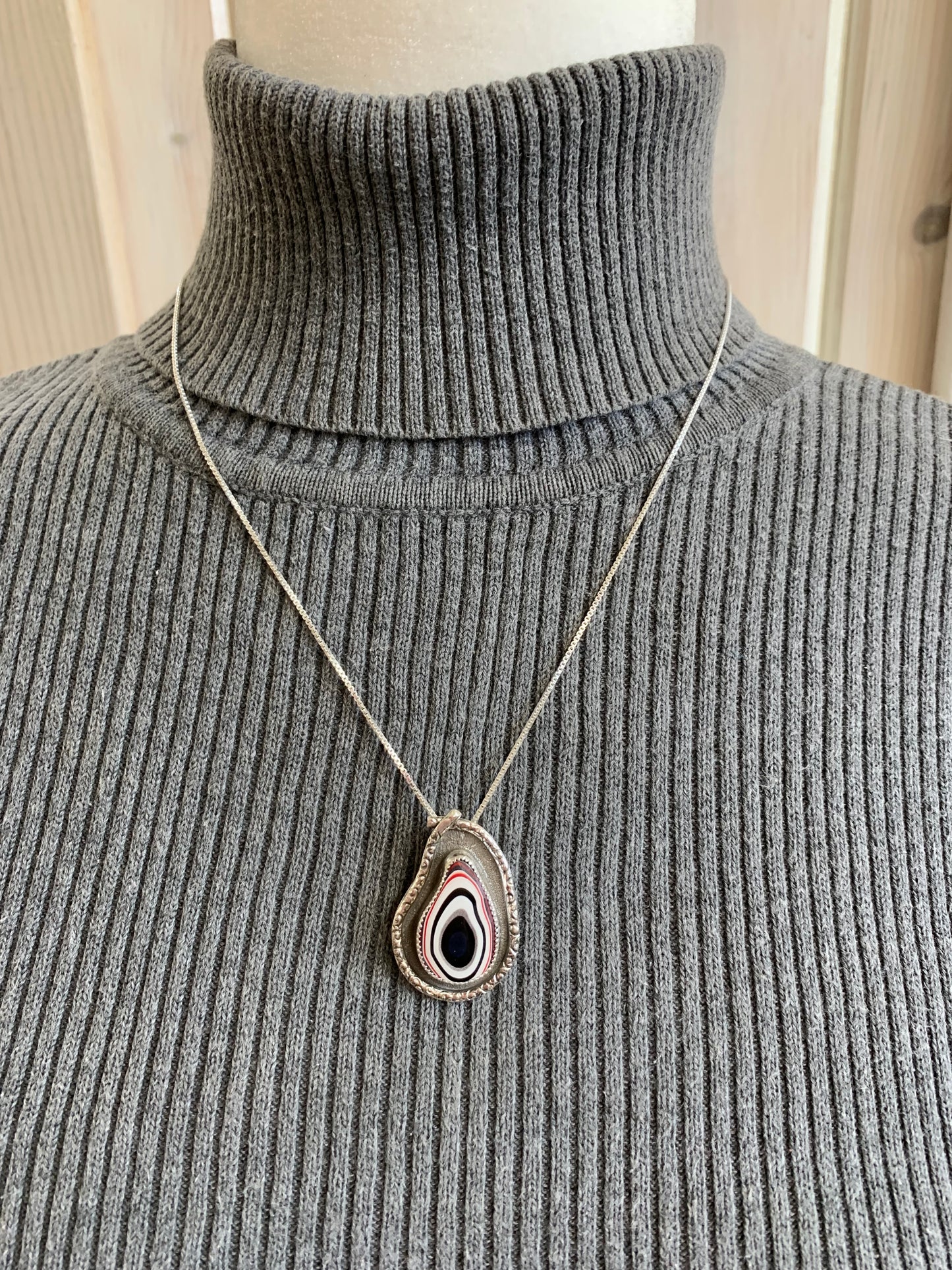 Handmade Sterling Silver Fordite Pendant Necklace