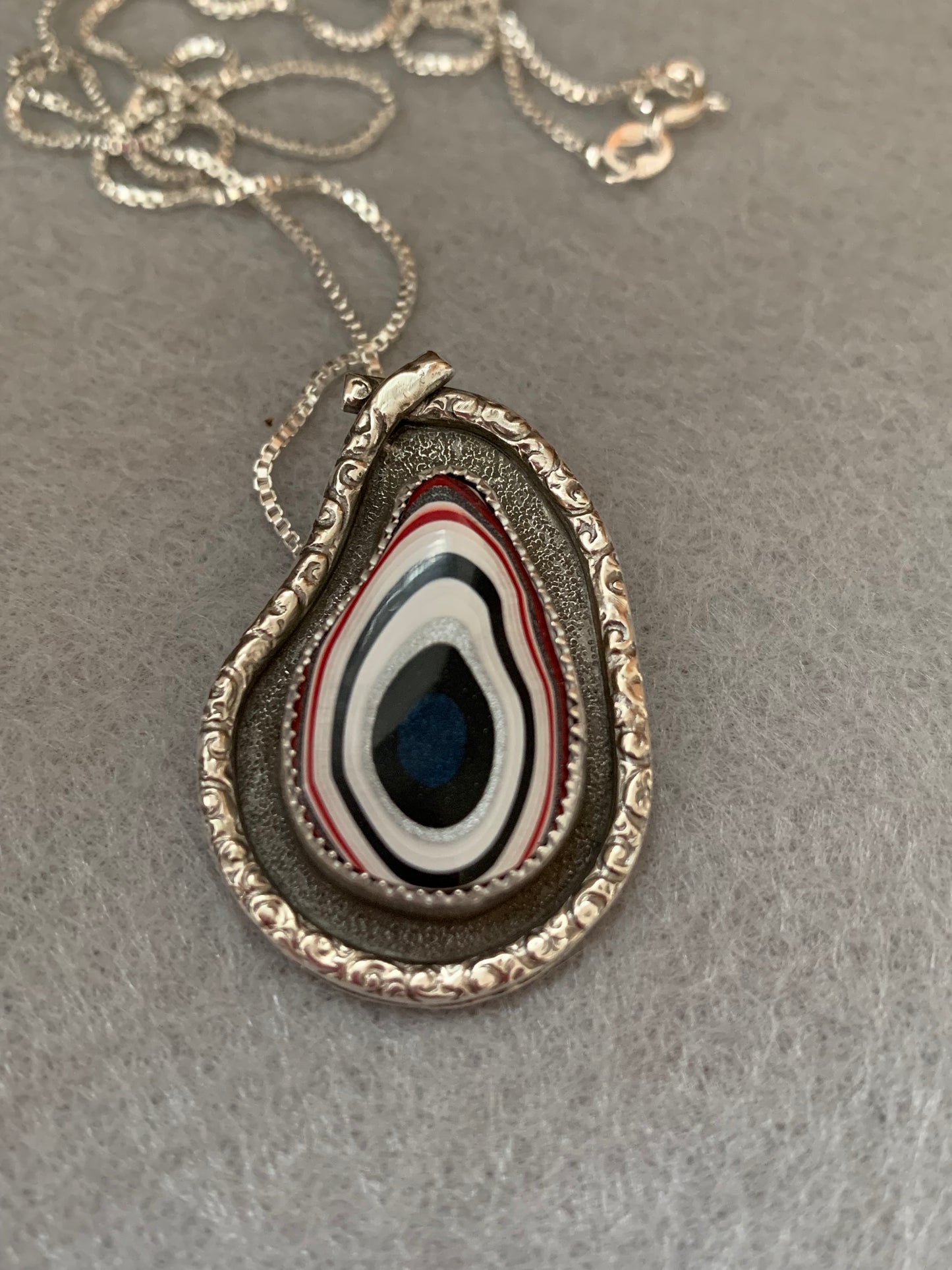 Handmade Sterling Silver Fordite Pendant Necklace