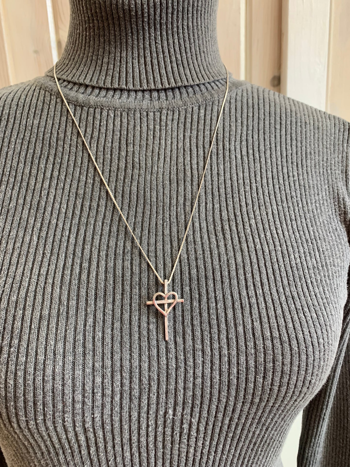 Hand Made Sterling Silver Cross Heart