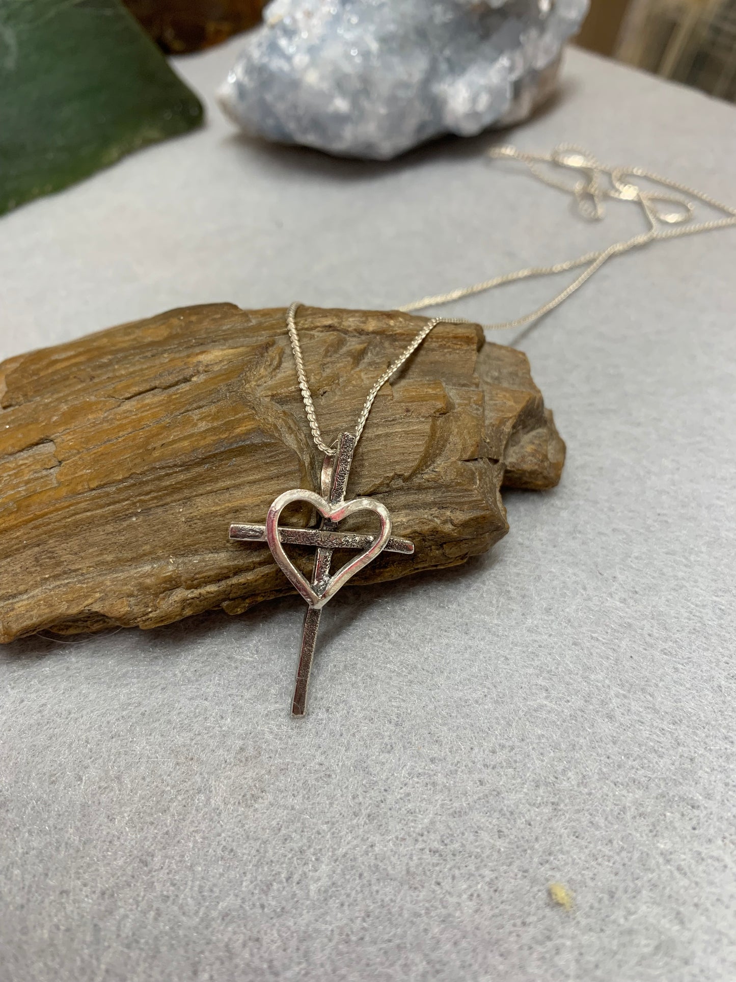 Hand Made Sterling Silver Cross Heart