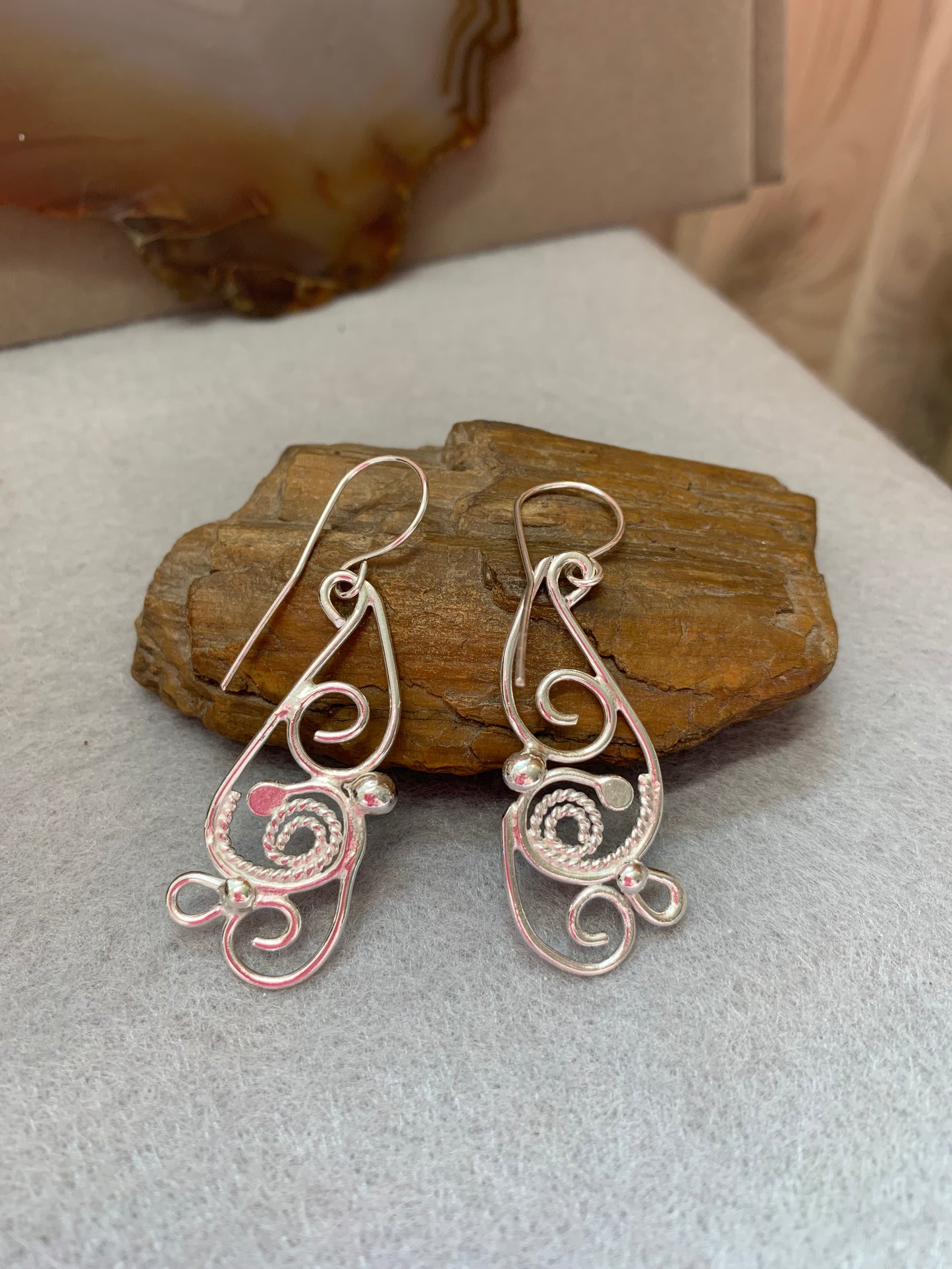 Hand Made Sterling Silver Swirly Earrings