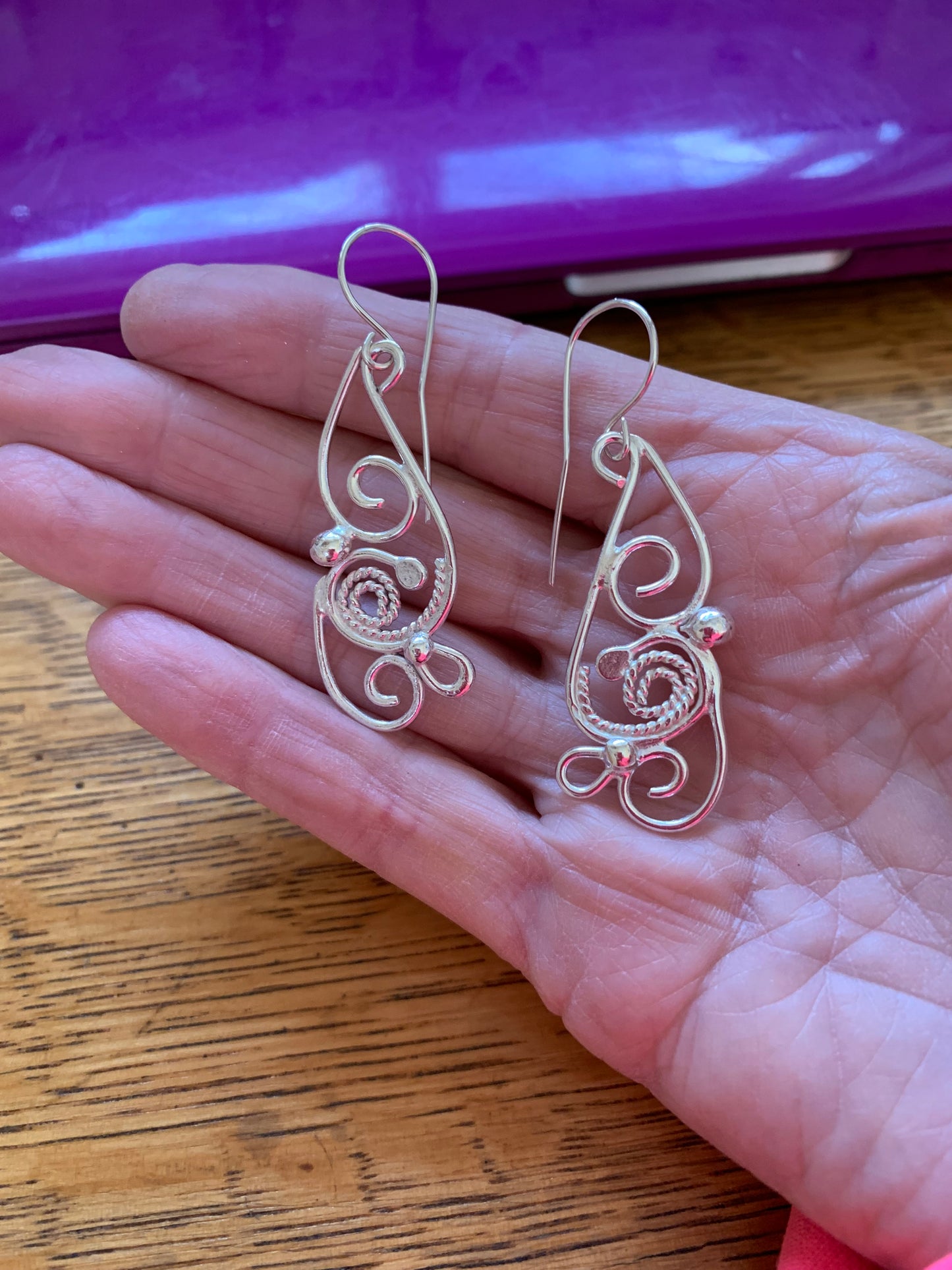 Hand Made Sterling Silver Swirly Earrings