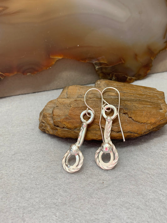 Handmade Sterling Silver Earrings Circles and Twists