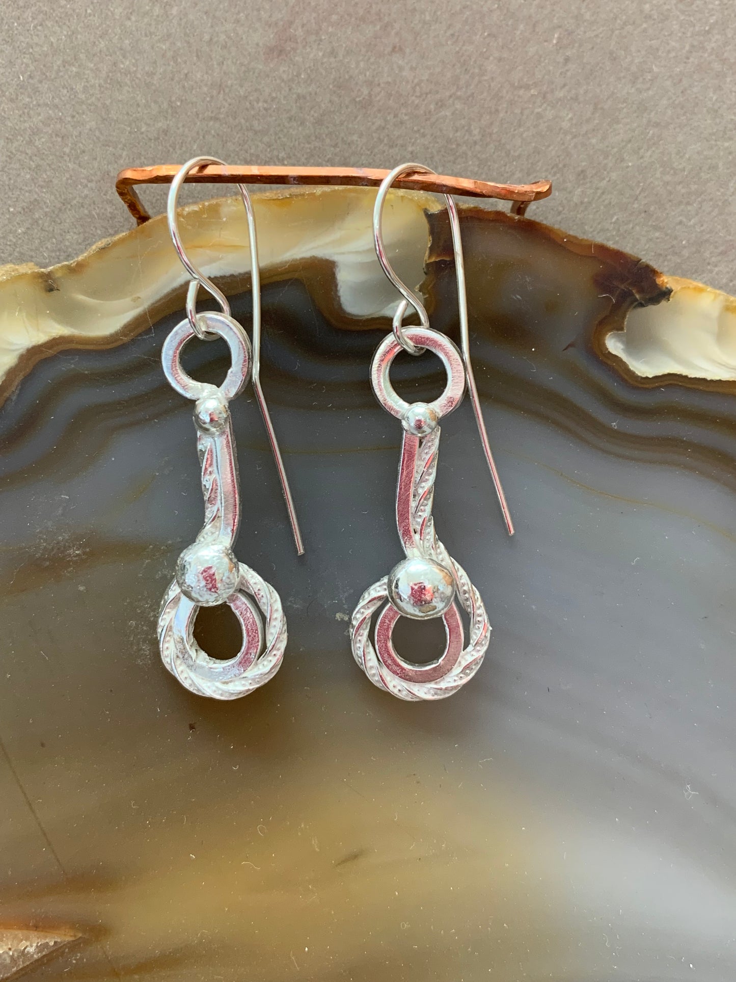 Handmade Sterling Silver Earrings Circles and Twists
