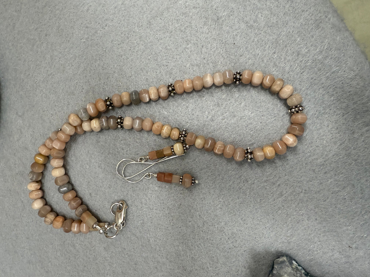 Handmade Sterling Silver Peruvian Opal Necklace with Earrings