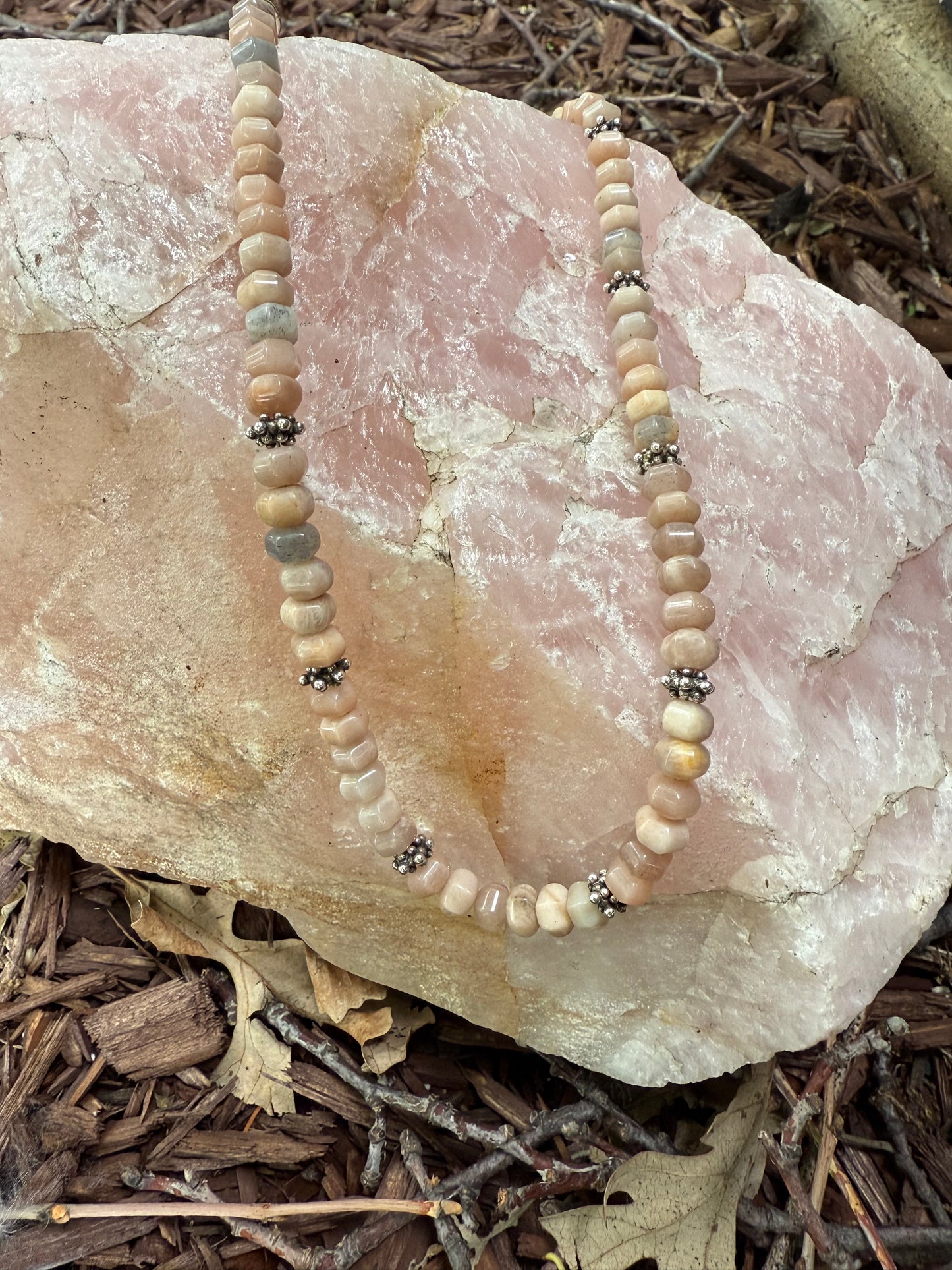 Handmade Sterling Silver Peruvian Opal Necklace with Earrings