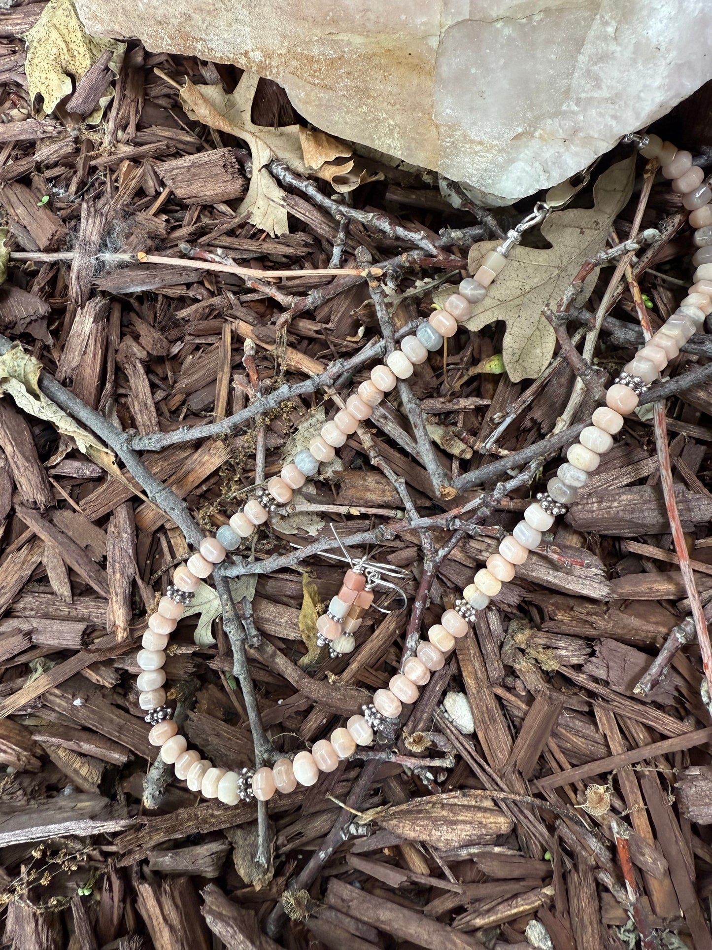 Handmade Sterling Silver Peruvian Opal Necklace with Earrings
