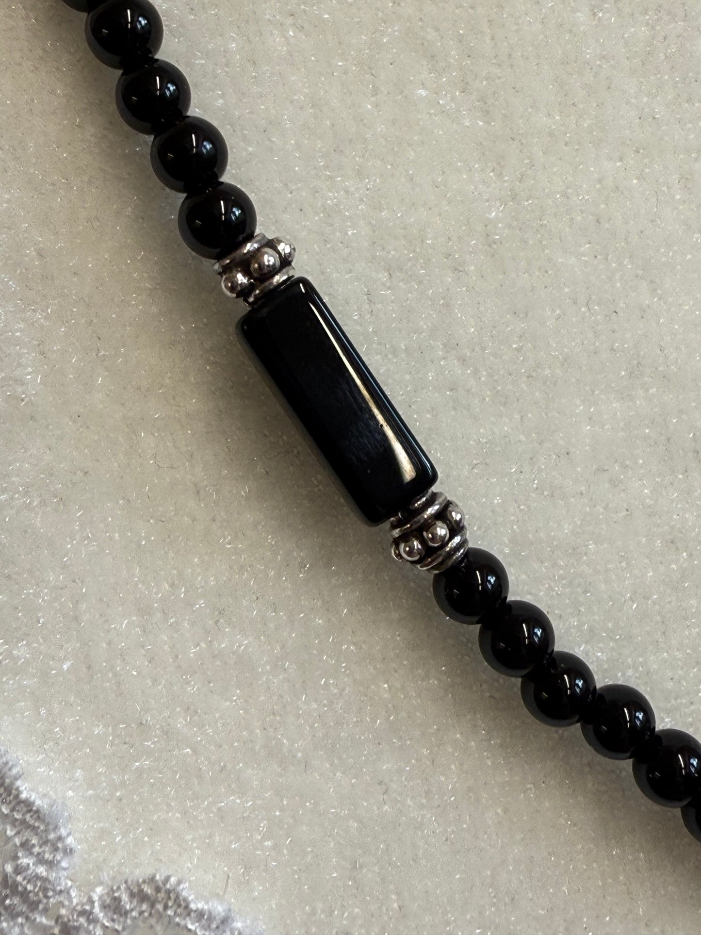 Handmade Sterling Silver and Black Onyx Necklace with Earrings