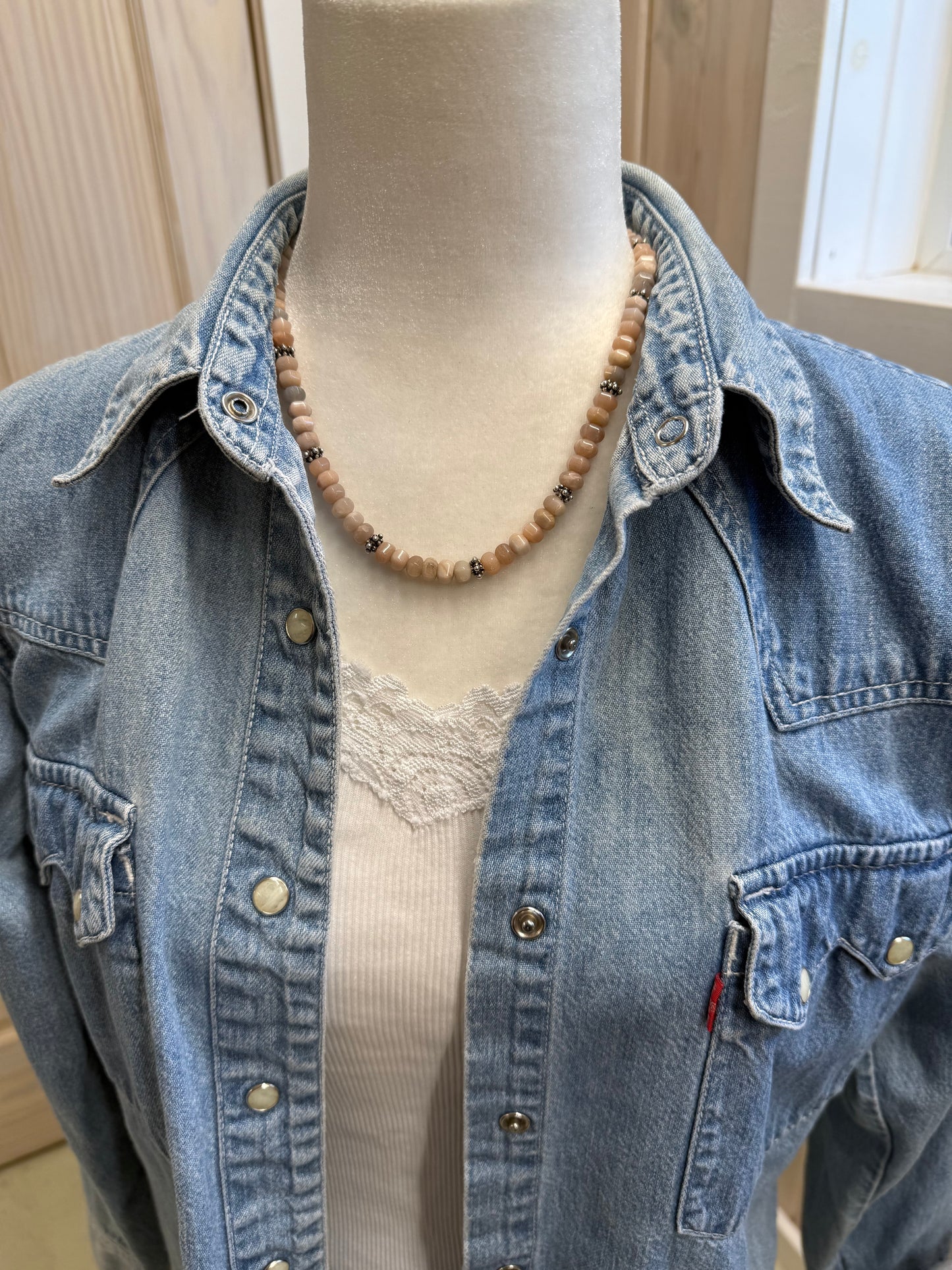 Handmade Sterling Silver Peruvian Opal Necklace with Earrings