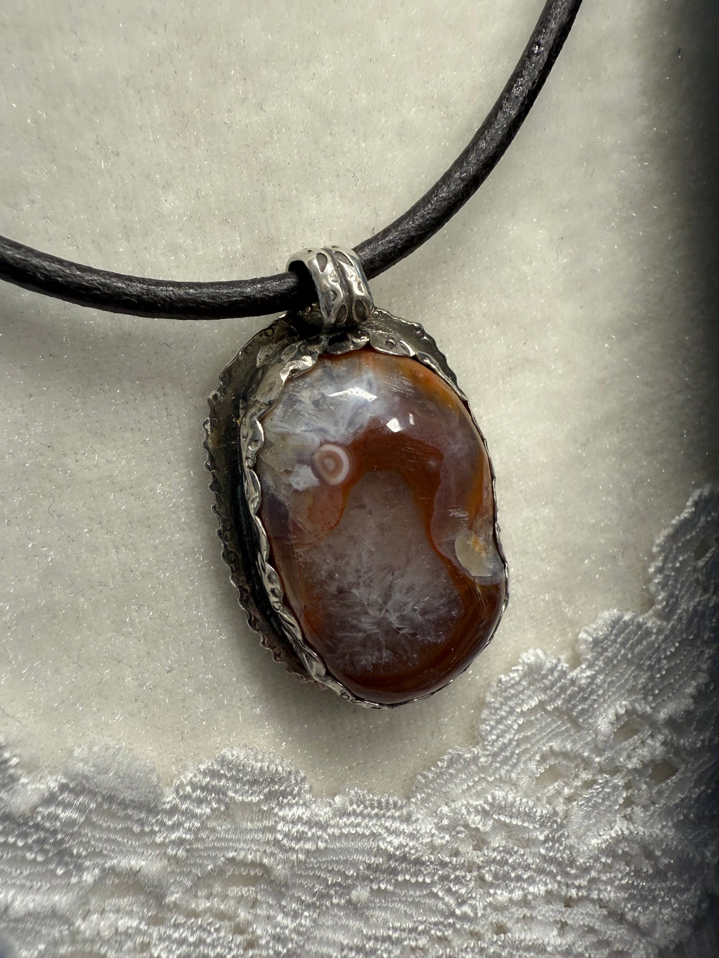 Handmade Sterling Silver Lake Superior Agate Pendant