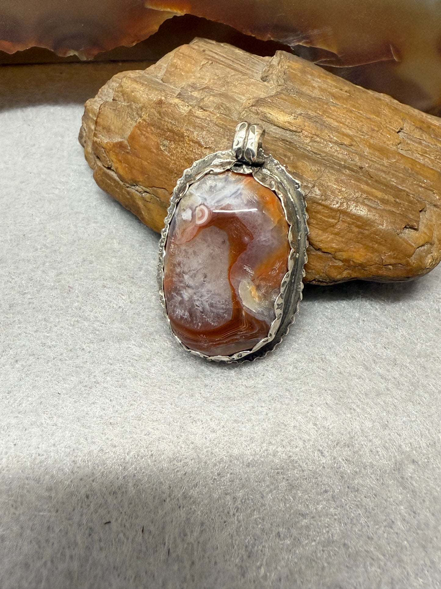 Handmade Sterling Silver Lake Superior Agate Pendant
