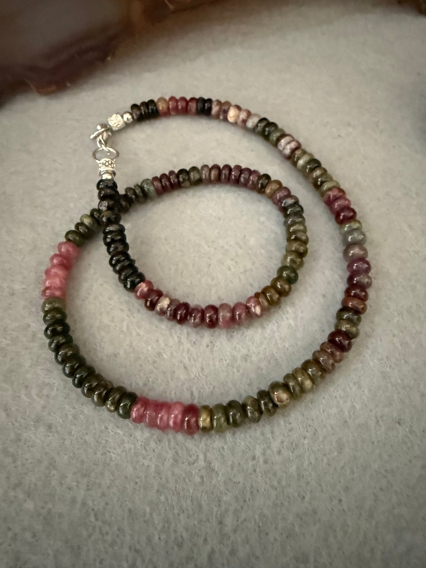 Handmade Tourmaline Necklace and Earrings Sterling Silver