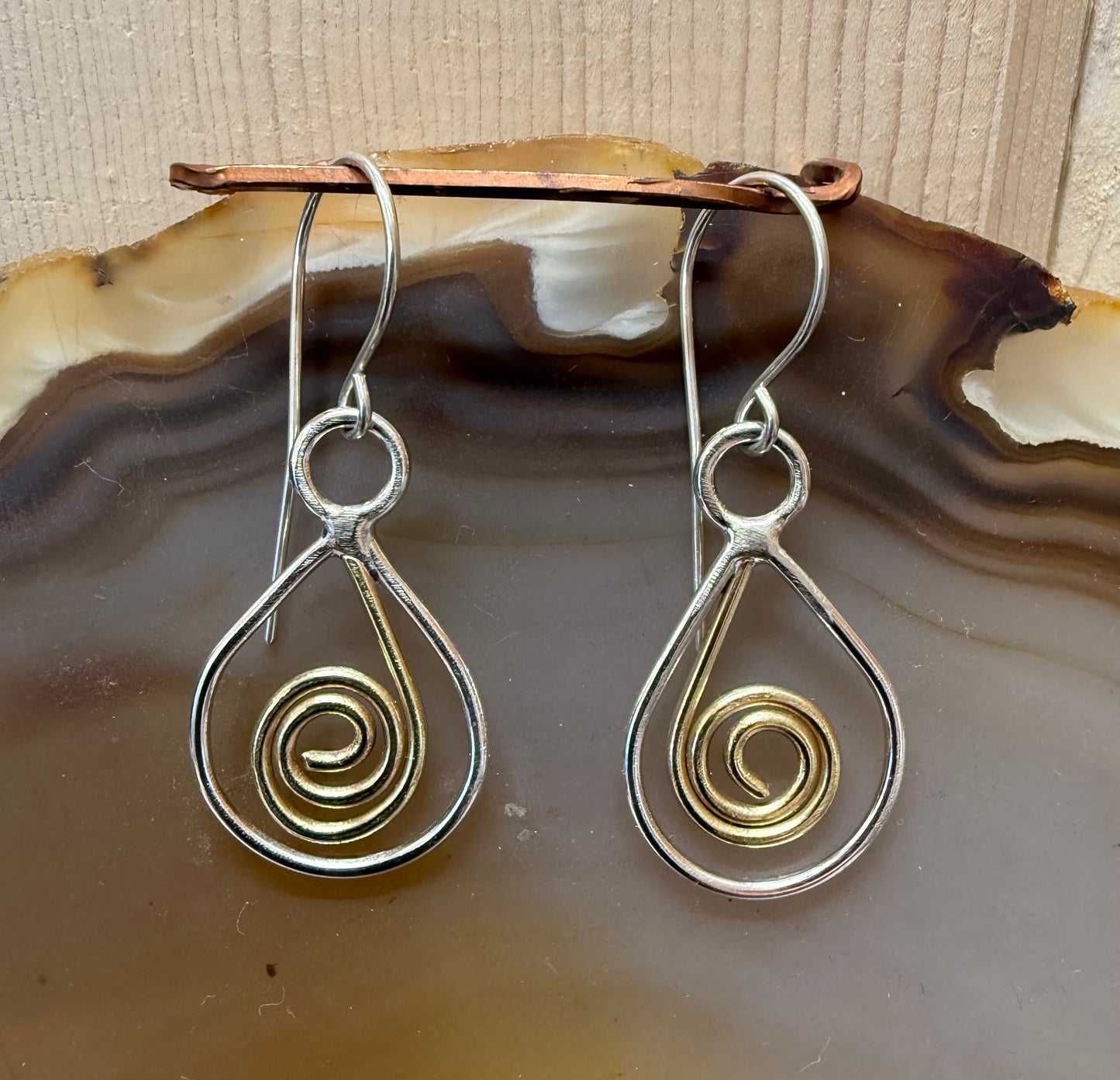 Everyday Earrings Mixed Metal Sterling and Yellow Brass