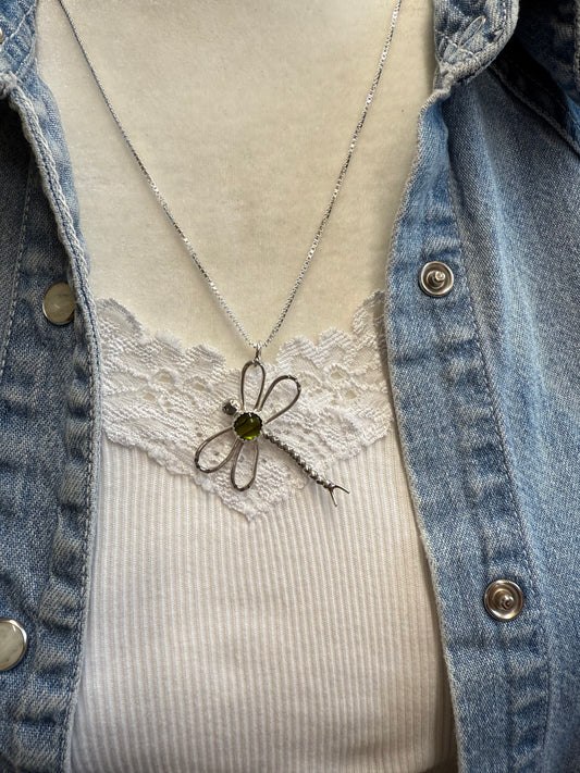 Handmade Sterling Silver Dragonfly Pendant Necklace