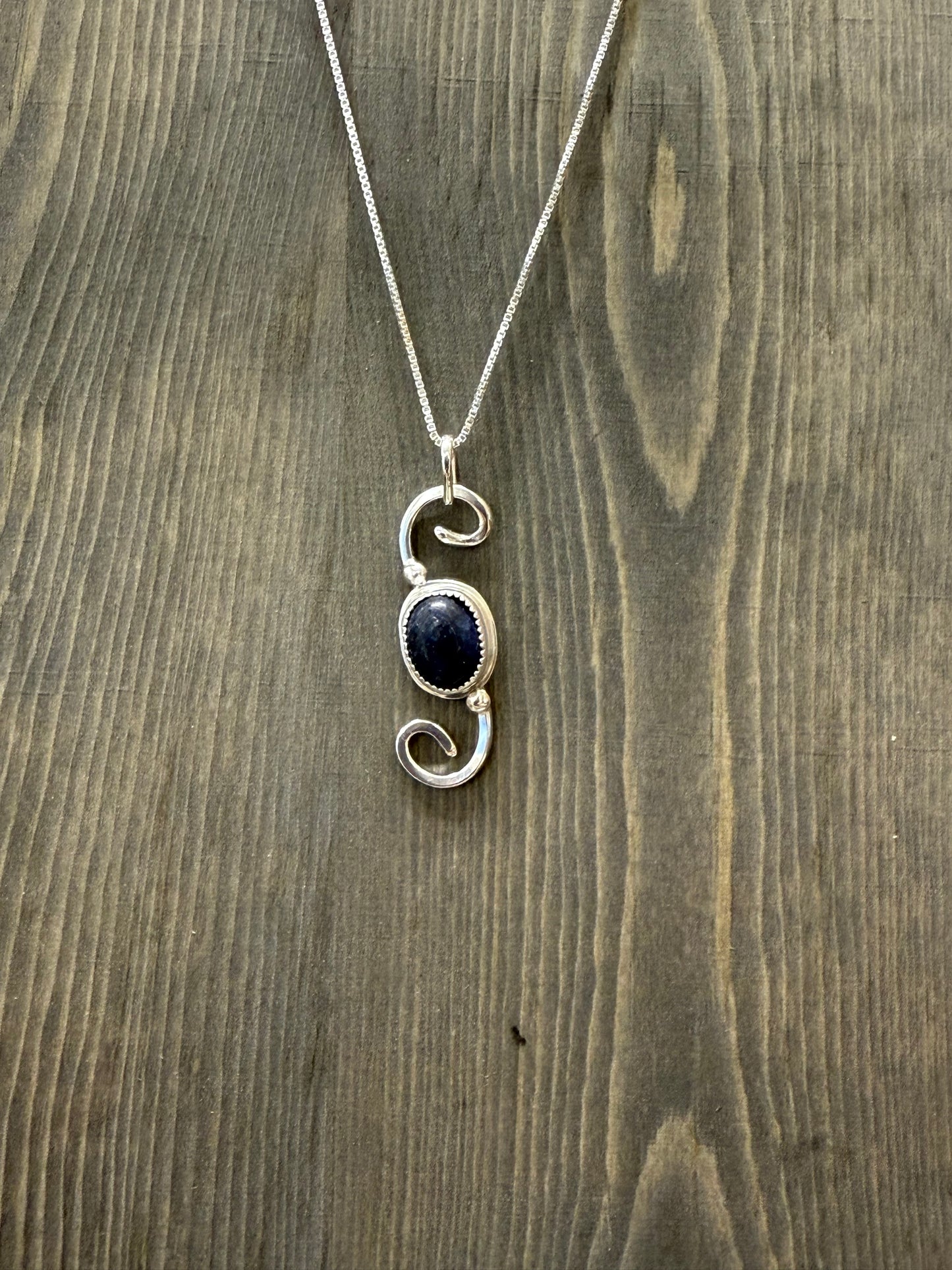 Handmade Sterling Silver Sapphire Pendant Necklace