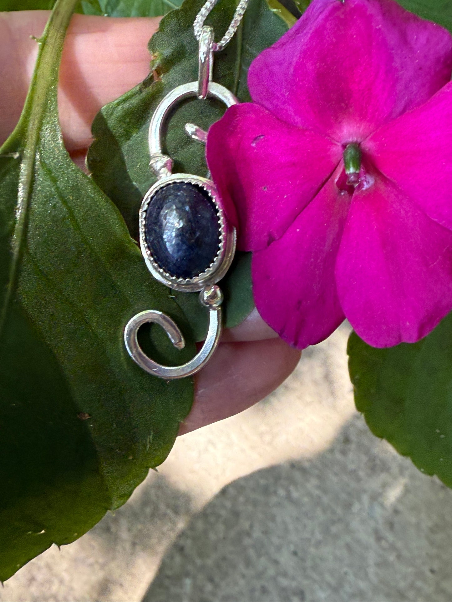 Handmade Sterling Silver Sapphire Pendant Necklace