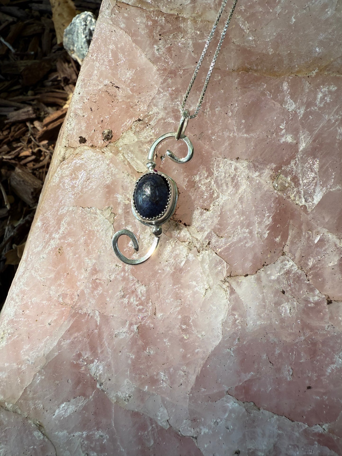 Handmade Sterling Silver Sapphire Pendant Necklace