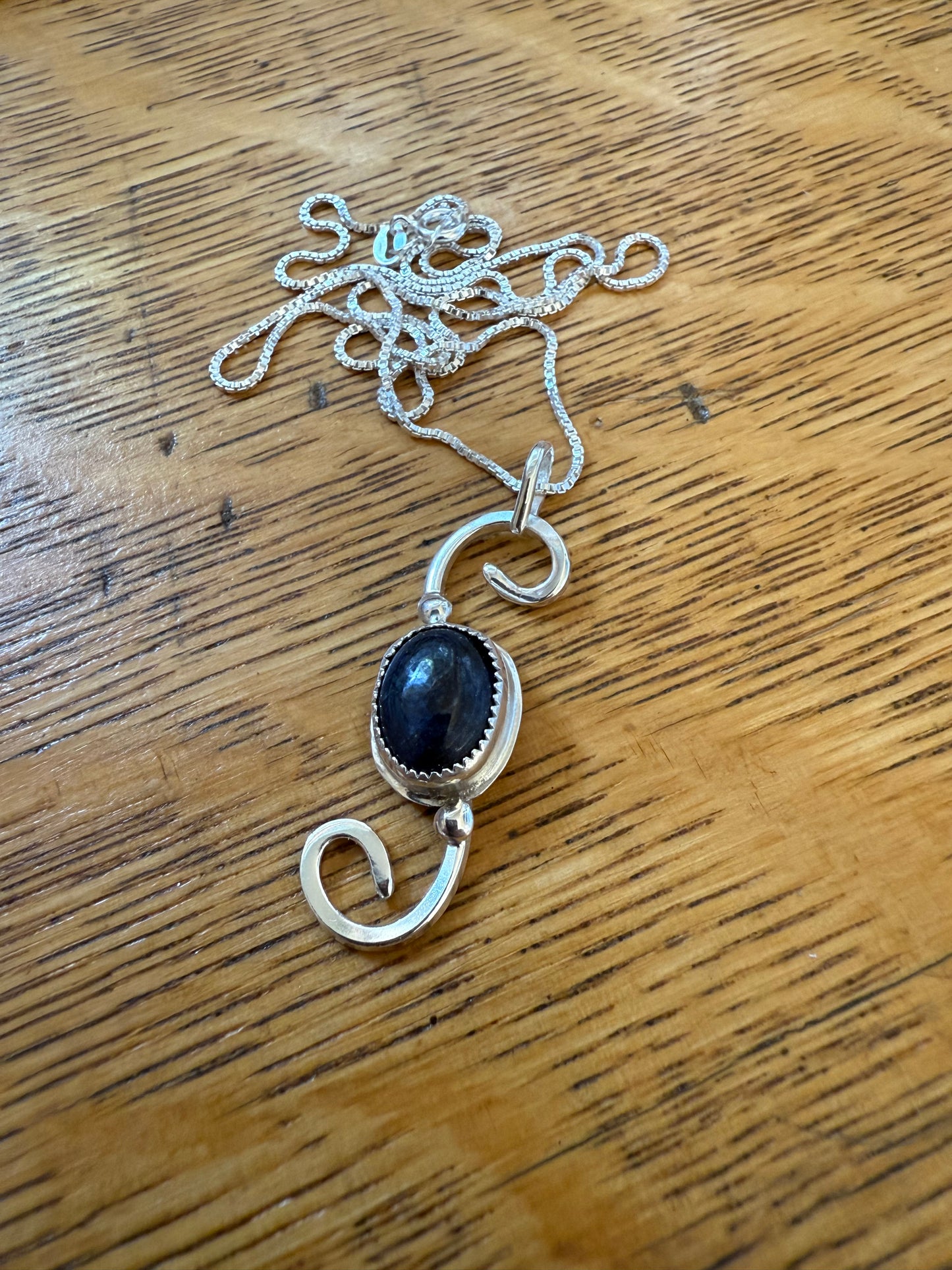Handmade Sterling Silver Sapphire Pendant Necklace