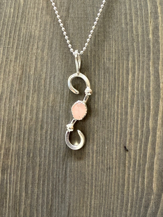 Handmade Sterling Silver Pink Quartz Pendant Necklace