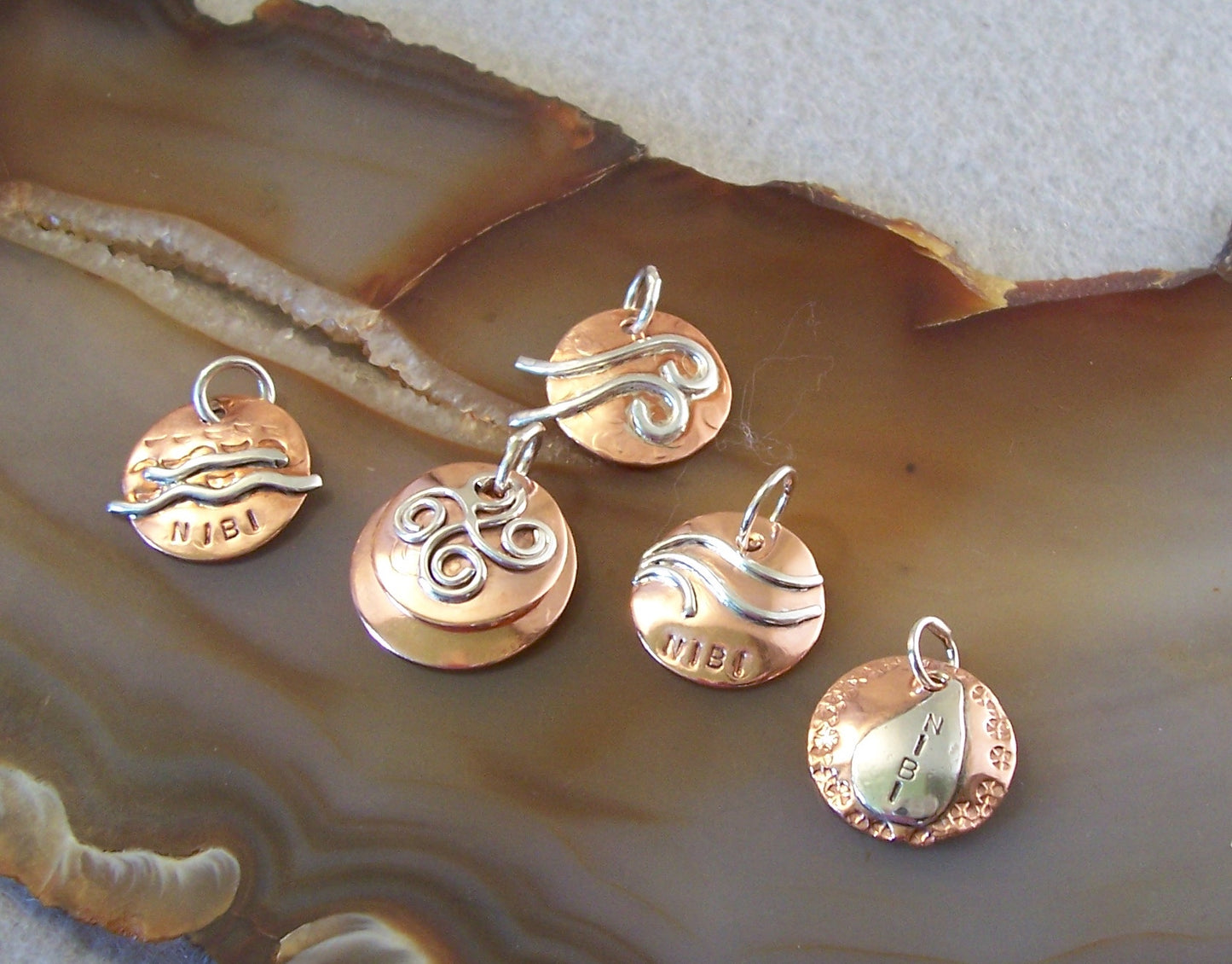 Nibi Sterling and Copper Commemorative Water Pendants Hand Made