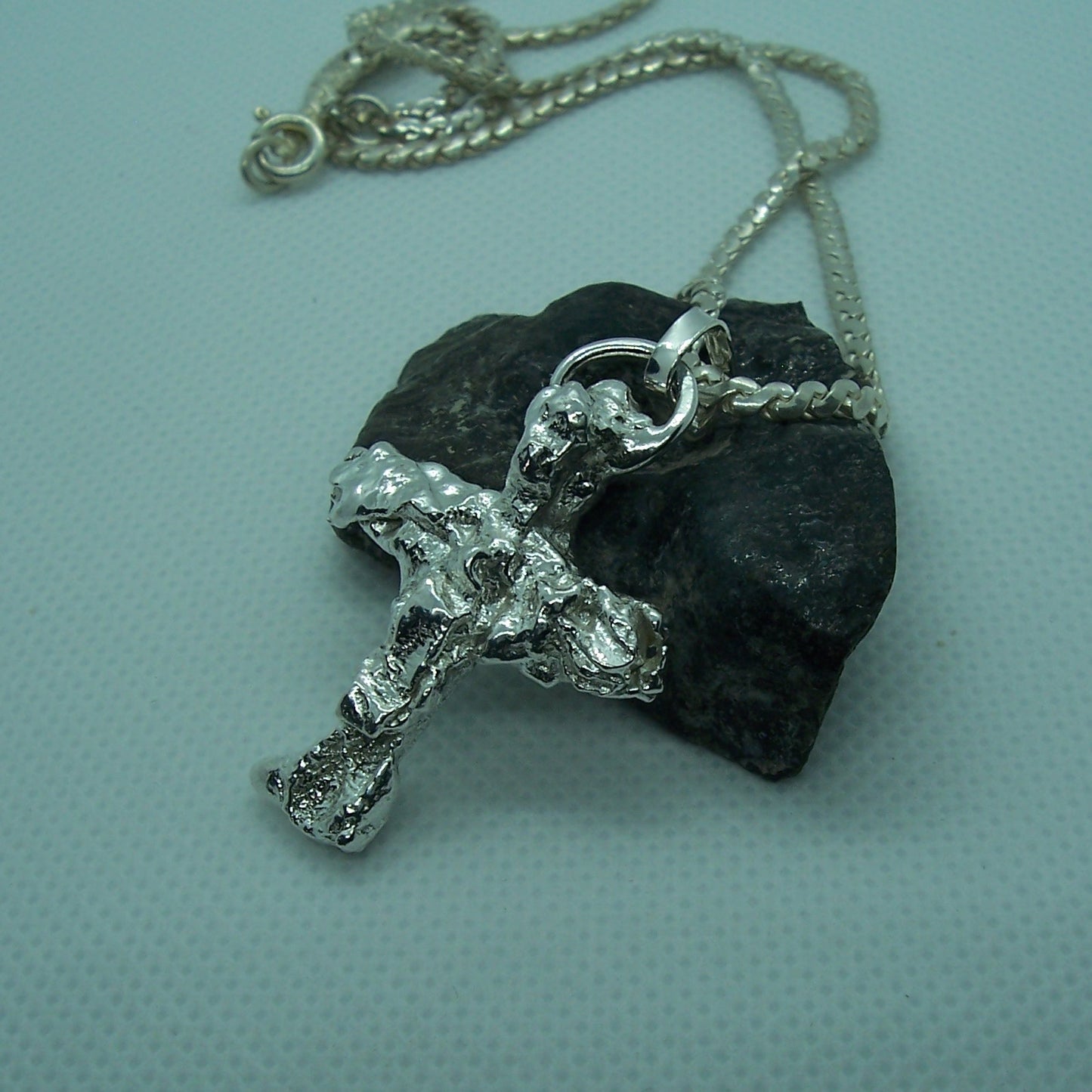 Sterling Silver Hand Made Hefty Cross Pendant Necklace