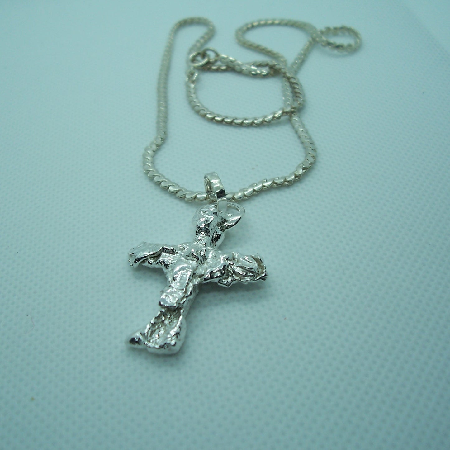 Sterling Silver Hand Made Hefty Cross Pendant Necklace