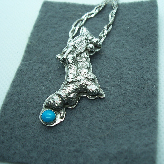 Sterling Silver Kingman Turquoise Hand Made Pendant Necklace