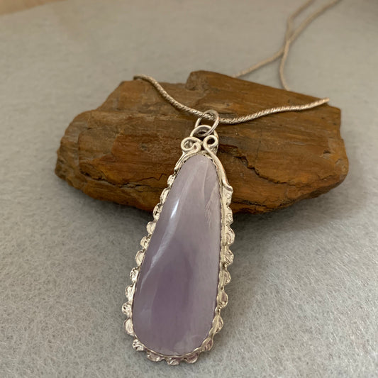 Hand Made Sterling Silver Purple Chalcedony Pendant Necklace