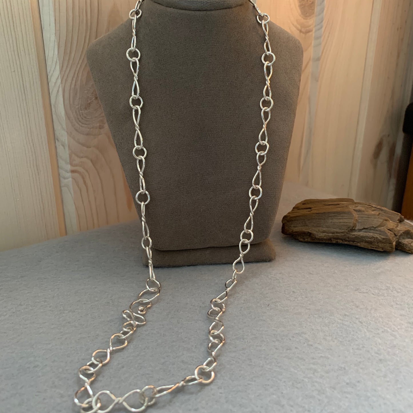 Hand Made Sterling Silver Chain Bow Tie Necklace