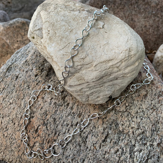 Hand Made Sterling Silver Chain Bow Tie Necklace