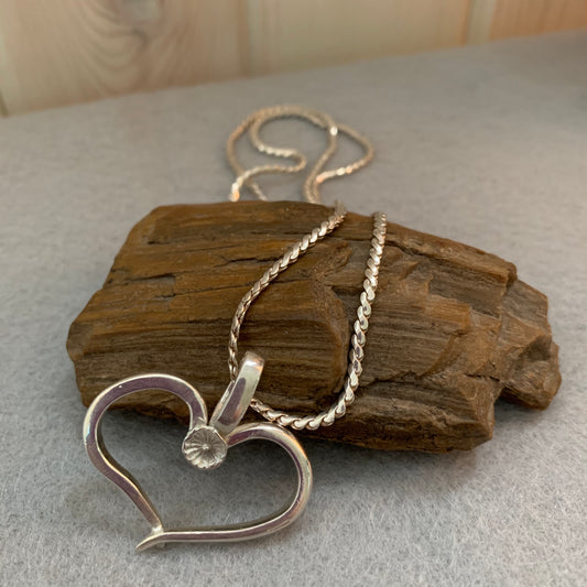 Hand Made Sterling Silver Heart Pendant Necklace