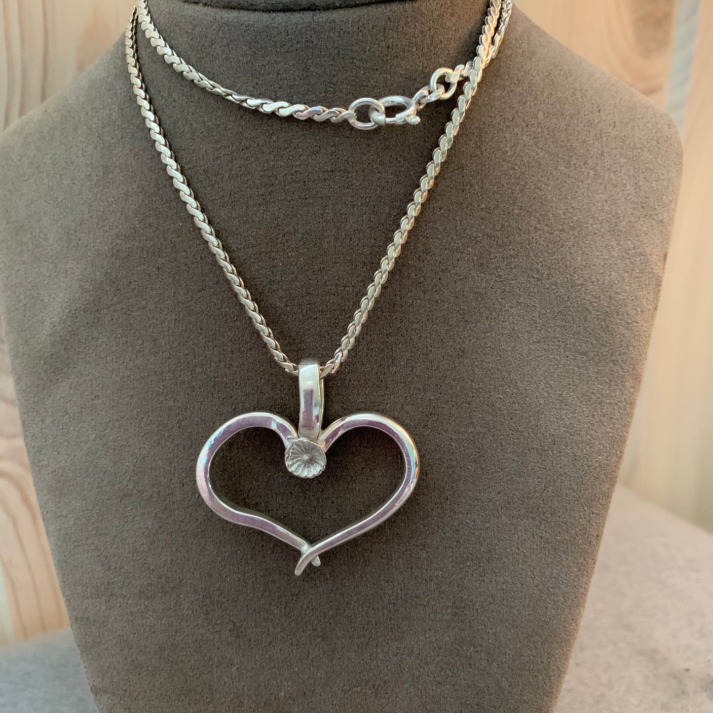 Hand Made Sterling Silver Heart Pendant Necklace