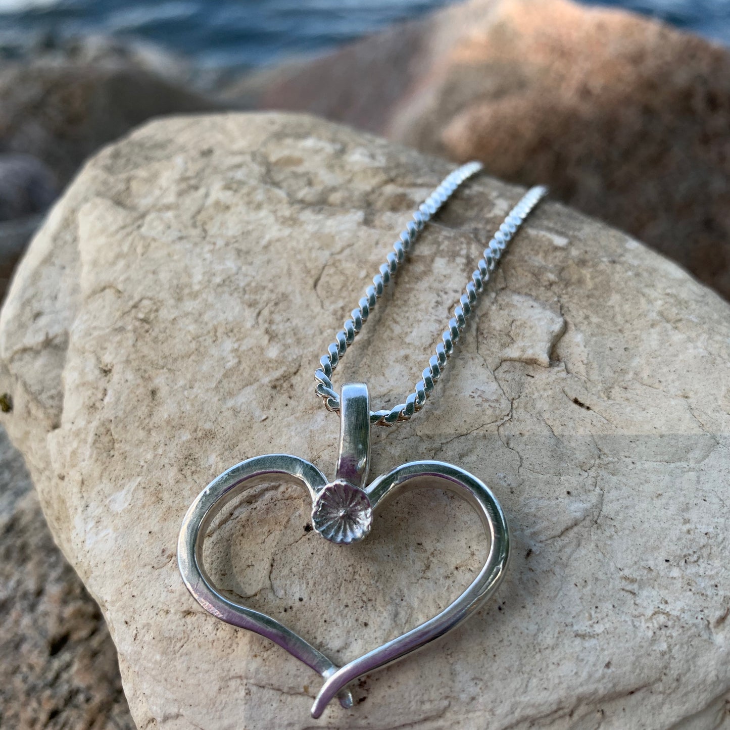 Hand Made Sterling Silver Heart Pendant Necklace