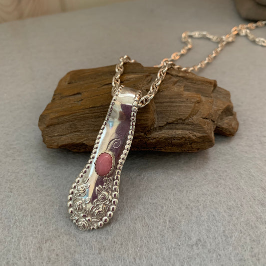 Hand Made Norwegian Thulite Sterling Silver Pendant Necklace