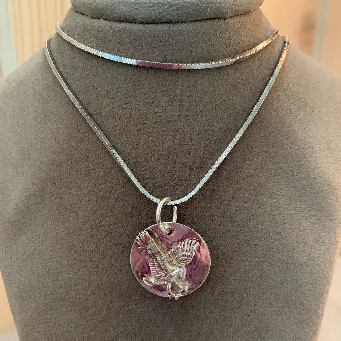 Hand made Sterling Silver Eagle Pendant Necklace